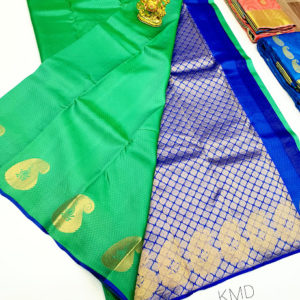Trendy Mango Design K.M.D Soft 75% Pure Silk Saree Pista Green Color w/ Blouse