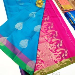 Latest Design K.M.D Soft 75% Pure Silk Saree Sky Blue Color