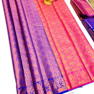 Latest Mango Design Kanjivaram Semi Silk Saree Blue Color