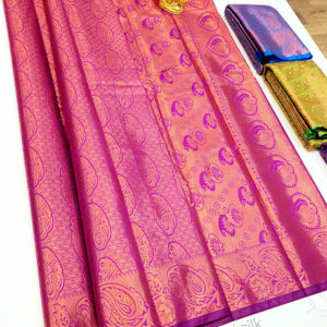 Kanjivaram Semi Silk Saree Magenta Color w/ Blouse