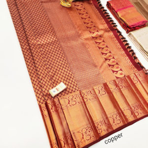 Kanjivaram Pure Wedding Silk Saree Dark Red Color w/ Blouse