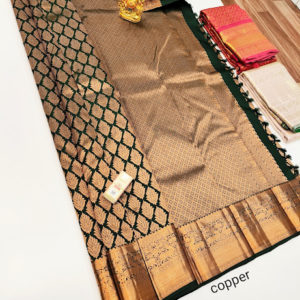 New Design Kanjivaram Pure Wedding Silk Saree Bottle Green Color w/ Blouse