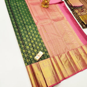 Kanjivaram Pure Wedding Silk Saree Green Color w/ Blouse