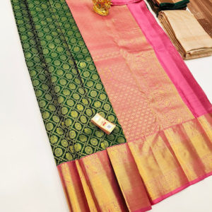 Trendy Design Kanjivaram Pure Wedding Silk Saree Green Color w/ Blouse