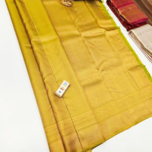 Kanjivaram Pure Wedding Tissue Silk Saree Lemon Green Color w/ Blouse