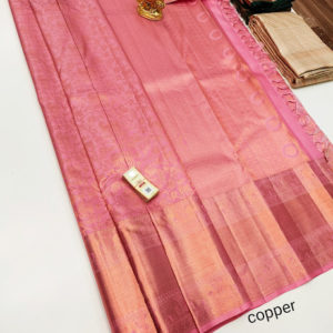 Animals Design Kanjivaram Pure Wedding Silk Saree Lotus Color w/ Blouse