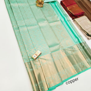 Kanjivaram Pure Wedding Silk Saree Teal Green Color w/ Blouse