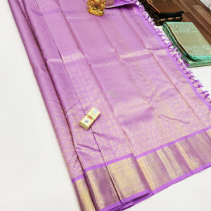 Annam Design Kanjivaram Pure Wedding Silk Saree Violet Color w/ Blouse