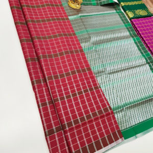 Latest Box Design Plain Mphoss Saree Art Silk Bottle Apple Red Color w/ Blouse