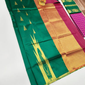 Plain Mphoss Saree Art Silk Green Color w/ Blouse