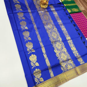 New Trendy Design Plain Mphoss Saree Art Silk Ink Blue Color w/ Blouse