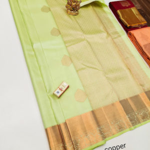 New Trendy Design Pure Kanjivaram Fancy Silk Saree Light Green Color