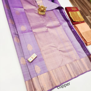 Pure Kanjivaram Fancy Silk Saree Light Purple Color w/ Blouse