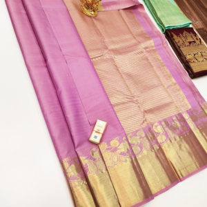 Pure Kanjivaram Fancy Silk Saree Lotus Color w/ Blouse