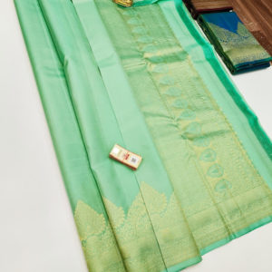 New Design Pure Kanjivaram Fancy Silk Saree Pista Green Color