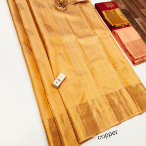 Latest Design Pure Kanjivaram Fancy Silk Saree Sandal Color w/ Blouse