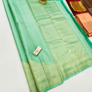 Pure Kanjivaram Fancy Silk Saree Teal Green Color w/ Blouse
