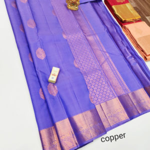 Pure Kanjivaram Fancy Silk Saree Violet Color w/ Blouse