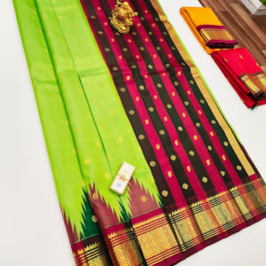 Latest Design Pure Soft Silks Saree Lemon Green Color w/ Blouse