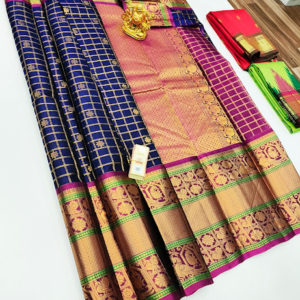 Trendy Design Pure Soft Silks Saree Navy Blue Color w/ Blouse