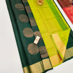 Trendy Design Pure Soft Silks Saree Bottle Green Color w/ Blouse