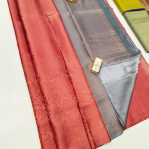 Latest Design Pure Soft Silk Saree Dark Peach Color w/ Blouse