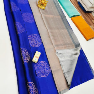 Trendy and Latest Design Pure Soft Silks Saree Ink Blue Color w/ Blouse