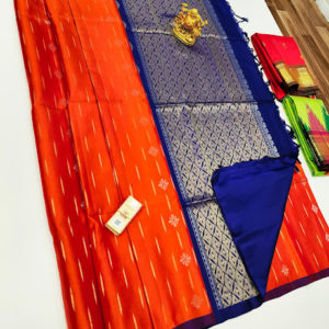 New Fancy Design Pure Soft Silks Saree Orange Color w/ Blouse