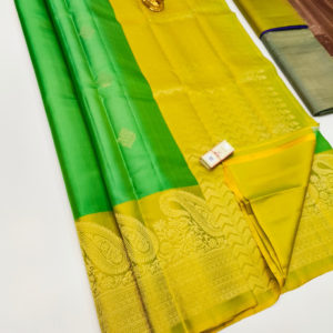 New Design Pure Soft Silk Saree Parrot Green Color w/ Blouse