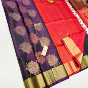 New Design Pure Soft Silks Saree Purple Color w/ Blouse