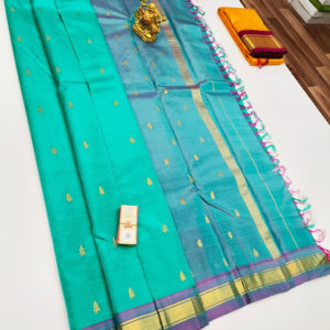New Design Pure Soft Silks Saree Teal Green Color w/ Blouse