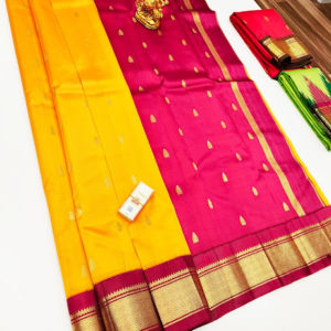 Trendy Design Pure Soft Silks Saree Yellow Color w/ Blouse