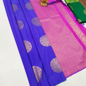 Latest Design Butta Mphoss Saree Blue Color w/ Blouse