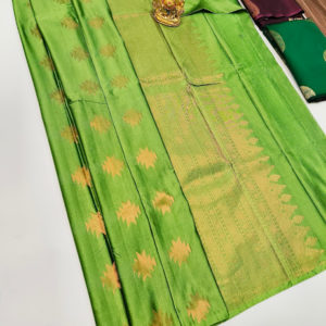 Latest Trendy Design Butta Mphoss Saree Pista Green Color w/ Blouse