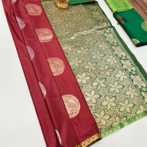 Butta Mphoss Saree Red Color w/ Blouse