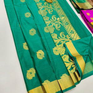 Latest Design Butta Mphoss Saree Teal Green Color w/ Blouse