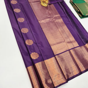 High Fancy Kanjivaram Silk Saree Mix Purple Color w/ Blouse