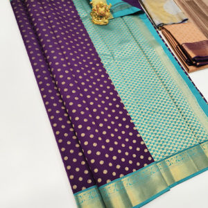 High Fancy Kanjivaram Silk Saree Mix Violet Color w/ Blouse