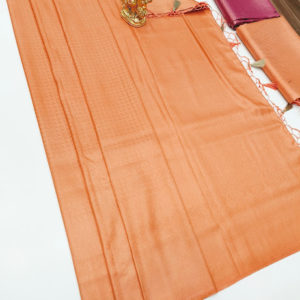 New Design Kanjivaram Semi Silk Saree Light Orange Color w/ Blouse