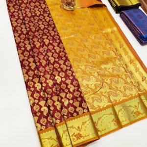 Jewelry Design Kanjivaram Semi Silk Saree Red Color w/ Blouse