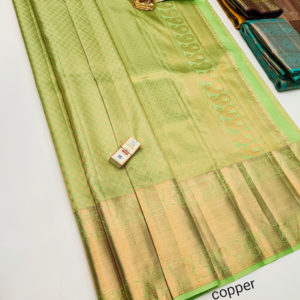Trendy Design Kanjivaram Pure Wedding Silk Saree Pista Green Color w/ Blouse