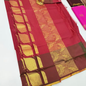 New Design Plain Mphoss Saree Art Silk Double(Green, Red) Color w/ Blouse