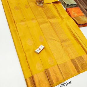 New Design Pure Kanjivaram Fancy Silk Saree Lemon Yellow Color w/ Blouse