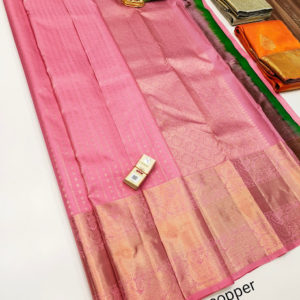 Pure Kanjivaram Fancy Silk Saree Lotus Color w/ Blouse