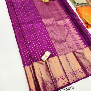 Beautiful Design Pure Kanjivaram Fancy Silk Saree Magenta Color w/ Blouse