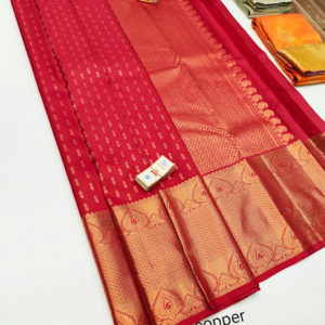 Unique Design Pure Kanjivaram Fancy Silk Saree Red Color w/ Blouse