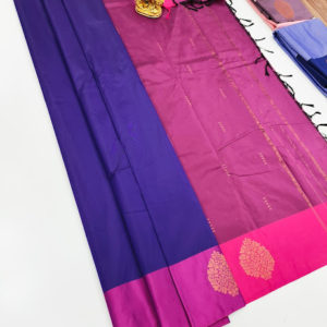 Simple Design Semi Soft silk Saree Light Weight Blue Color