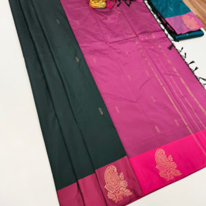 Trendy Design Semi Soft Silk Saree light Weight Bottle Green Color w/ Blouse