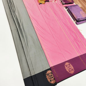 Semi Soft Silk Saree light Weight Gray Color w/ Blouse