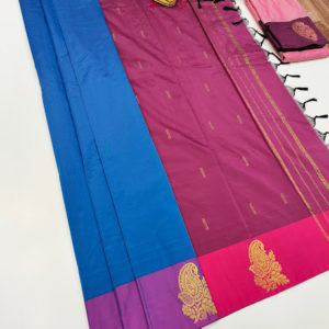 New Design Semi Soft Silk Saree light Weight Ink Blue Color w/ Blouse
